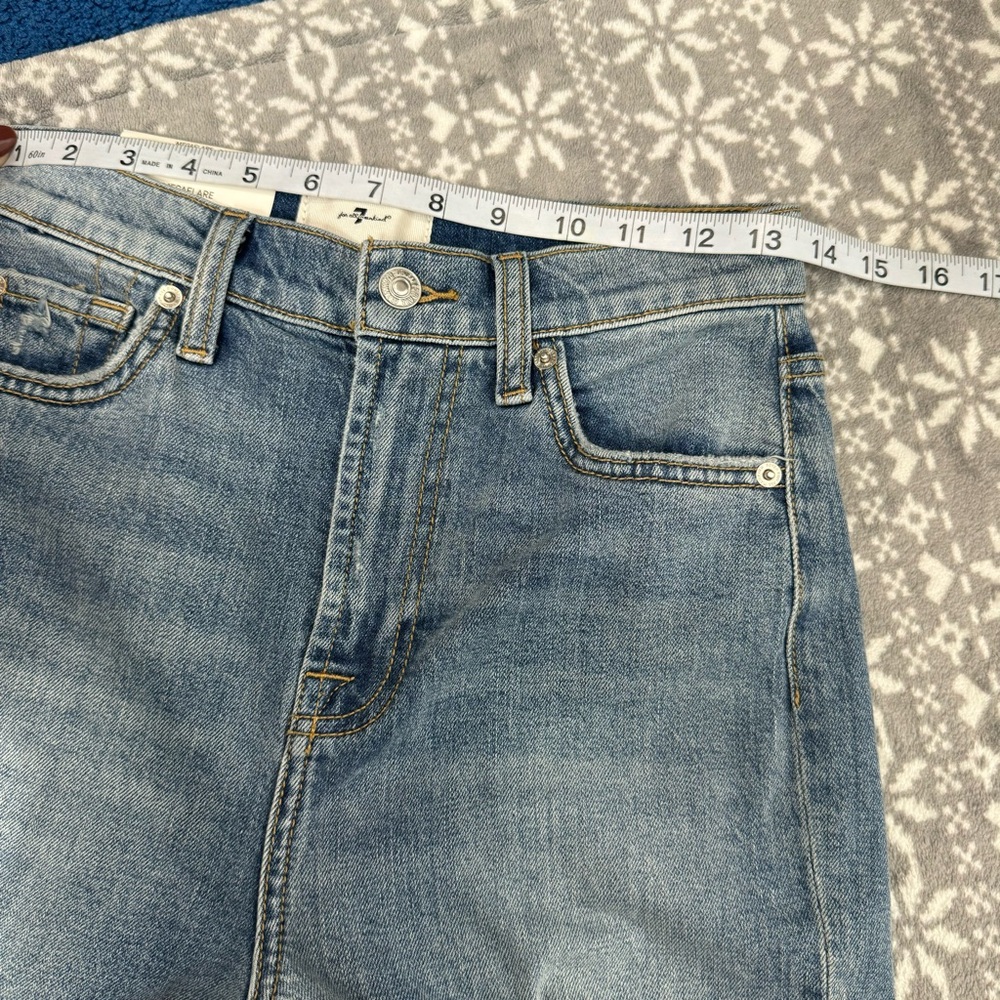 7 For All Mankind Light Blue High-Waist Flare Jeans - Picture 10 of 12